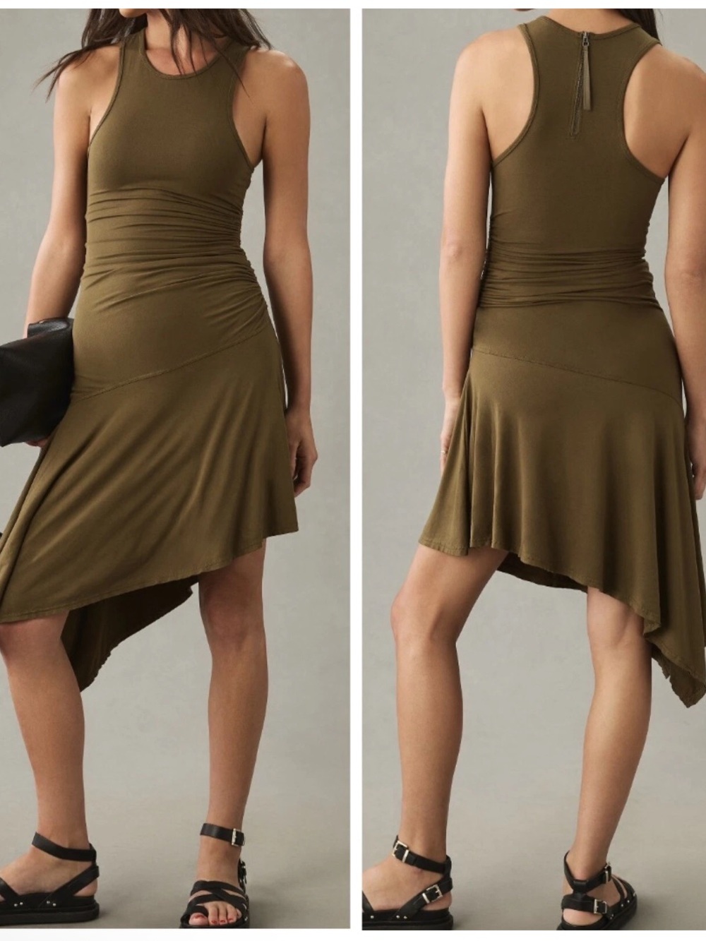 NWT Anthropologie Daily Practice Sleeveless Ruched Side Dress Size XL